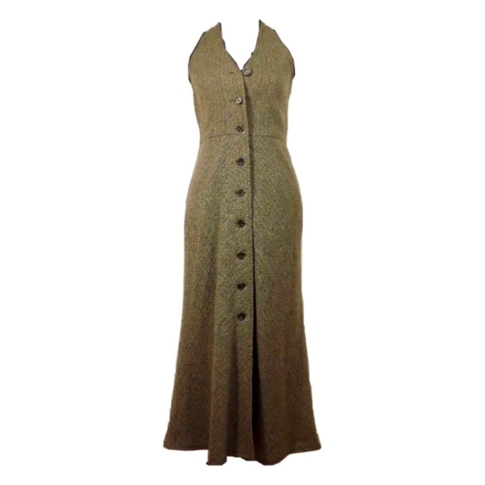 Vintage Ralph Lauren Tweed Button-up Halter dress
